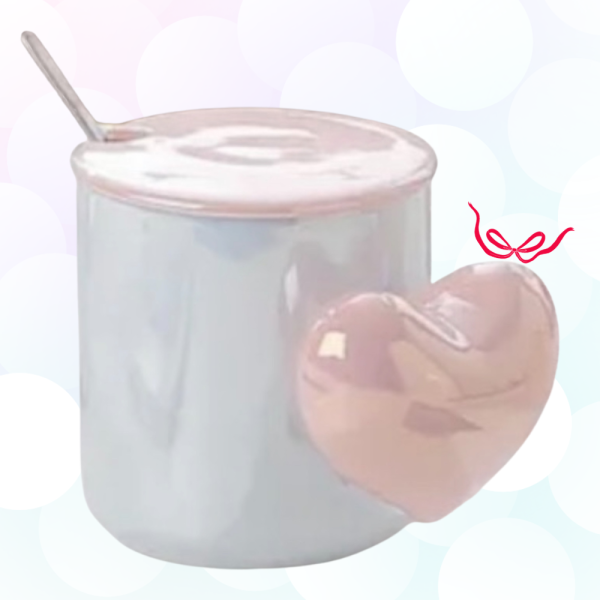 Taza Cerámica Corazón Rosa