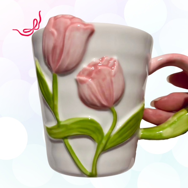 Taza Cerámica Tulipanes Rosa
